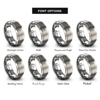 font options for inside engraving on gray mother daughter rings