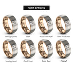font options for inside engraving on rose gold & grey mother daughter rings