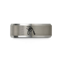 thoughtful presents for partner – black & silver tungsten hand holding leash wedding band
