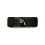 unique rings for couples – black tungsten hand holding leash wedding band