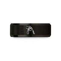 unique rings for couples – black tungsten hand holding leash wedding band