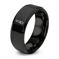 engaged women wedding band – black tungsten nail file ring