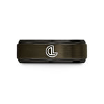 personalized presents for women – gunmetal & black tungsten centerline symbol cl wedding band