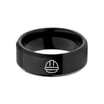 wedding bands for her – black tungsten contractor badge wedding band