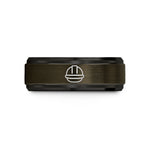 wedding bands for her – gunmetal & black tungsten contractor badge wedding band