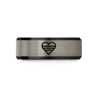 presents for mom birthday – black & grey tungsten heart stripe bars wedding band