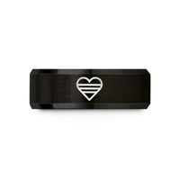 personalized presents for women – black tungsten heart stripe bars wedding band