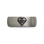 personalized presents for women – rose gold & grey tungsten heart stripe bars wedding band