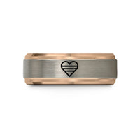presents for mom birthday – rose gold tungsten heart stripe bars wedding band