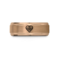 unique presents for her – rose gold tungsten heart stripe bars wedding band