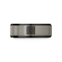 best presents for parents – black & grey tungsten ulam prime spiral wedding band