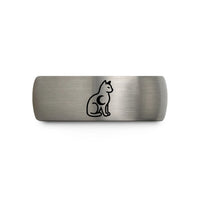 personalized presents for mom – blue & silver tungsten black cat wedding band