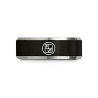 unique presents for her – black & grey tungsten geocache circle wedding band
