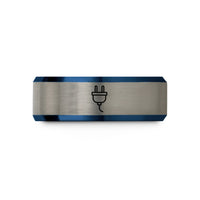 unique presents for her – blue & silver tungsten power plug wedding band