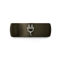 unique presents for her – gunmetal & blue tungsten power plug wedding band
