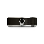 special presents for mom – black & silver tungsten chef hat toque wedding band