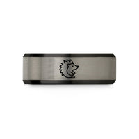 tungsten rings for women – black & silver tungsten hedgehog curled wedding band