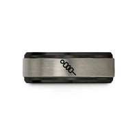personalized presents for mom – black & grey tungsten skewer wedding band