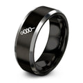 Skewer – Tungsten Wedding Band, 8 mm, Black, Silver Comfort-Fit Unisex