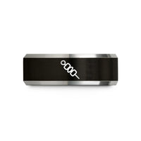 personalized presents for mom – black & gray tungsten skewer wedding band
