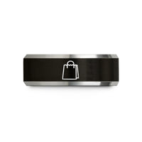 best presents for moms – black & gray tungsten paper bag wedding band