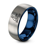 Mother Gifts for Mom – blue & grey tungsten rower crew oar ring