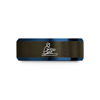 best presents for mom – gunmetal & blue tungsten rower crew oar wedding band