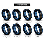font options for inside engraving on black & blue mother hen chicks rings