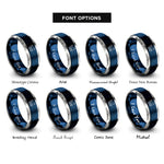 font options for inside engraving on blue & gray mother hen chicks rings