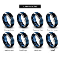 font options for inside engraving on blue & gray mother hen chicks rings