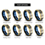font options for inside engraving on gold & blue & grey mother hen chicks rings