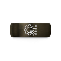 women’s special presents – gunmetal & black tungsten gear circuit wedding band