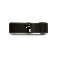 presents for mom birthday – black & gray tungsten hatchet wedding band