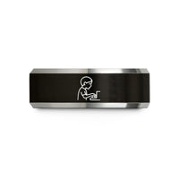 unique presents for her – black & silver tungsten pianist silhouette wedding band