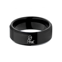 tungsten rings for women – black tungsten pianist silhouette wedding band