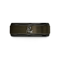 engraved rings for her – gunmetal & black tungsten pianist silhouette wedding band