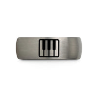engraved rings for her – black & gray tungsten piano keys wedding band