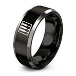 tungsten rings for couples – black & gray tungsten piano keys ring