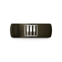 engraved rings for her – gunmetal & black tungsten piano keys wedding band
