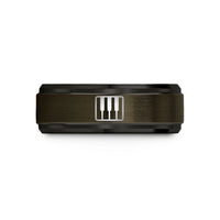 engraved rings for her – gunmetal & black tungsten piano keys wedding band