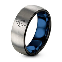 Mother-in-law Gifts from Daughter in Law – black & blue & silver tungsten kettlebell swing ring