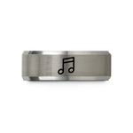 unique presents for her – black & silver tungsten music notes wedding band