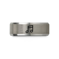 unique presents for her – black & silver tungsten music notes wedding band