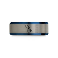 best presents for mom – black & blue & gray tungsten san francisco bay wedding band