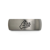 unique presents for her – black & gray tungsten gyan mudra wedding band