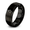 Minimal Cat – Tungsten Wedding Band, 8 mm, Black Comfort-Fit Unisex