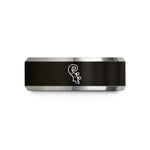 best presents for women – black & grey tungsten pegbox pegs wedding band