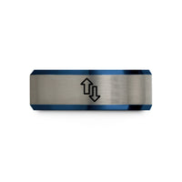 presents for mom figure – black & blue & gray tungsten sorting arrows wedding band