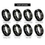 font options for inside engraving on black & gray mother-in-law heart rings
