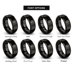 font options for inside engraving on black mother-in-law heart rings